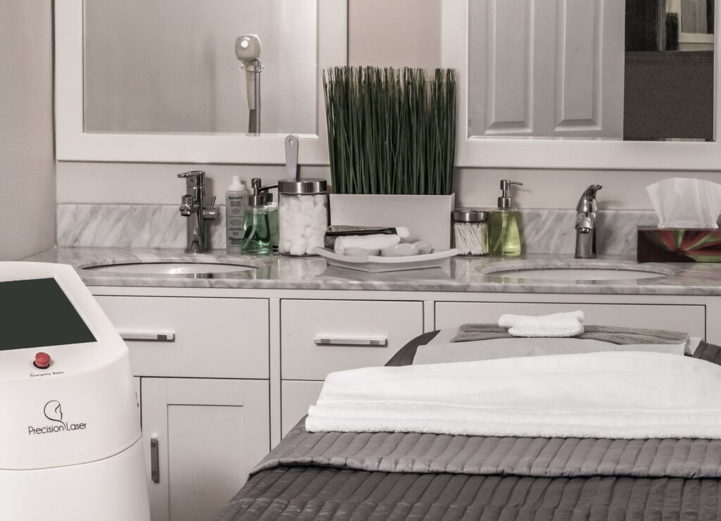 Clean and welcoming skincare treatment studio