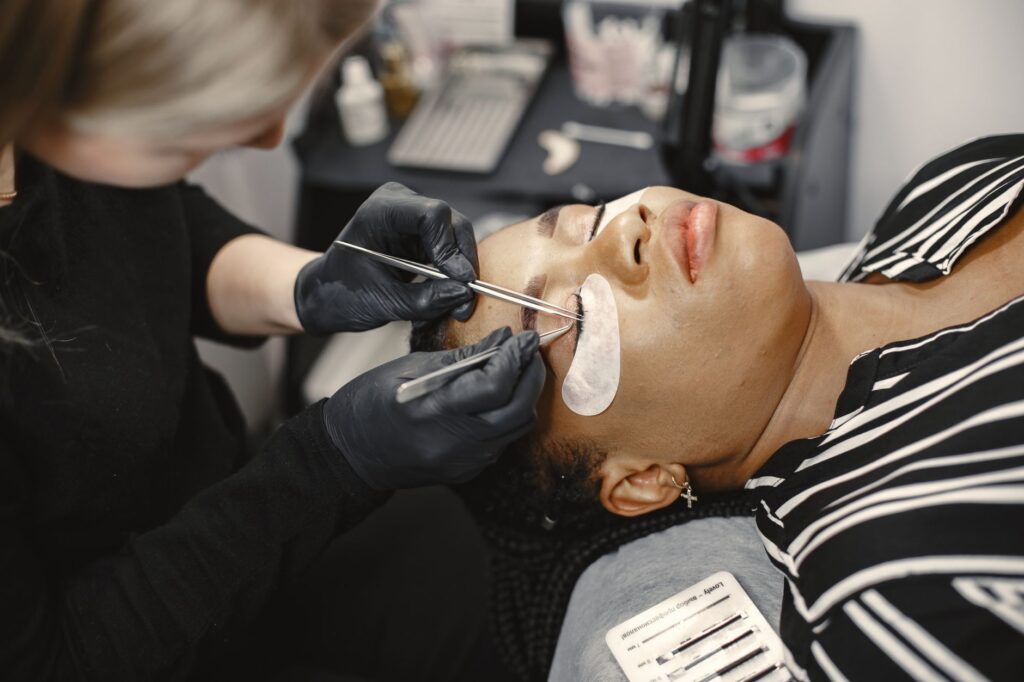 Full and lifted lashes from professional treatment